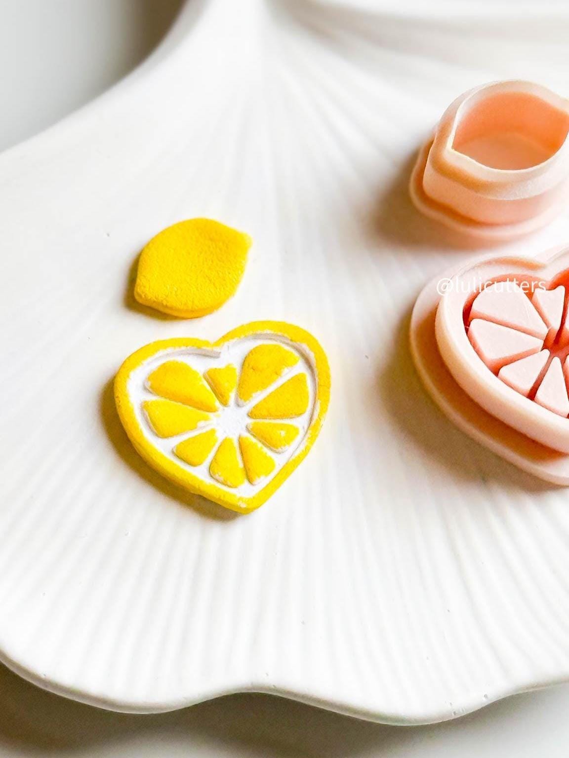 Heart Lemon Slice Polymer Clay Cutter Set: Citrus Earring Detail (2 Piece)
