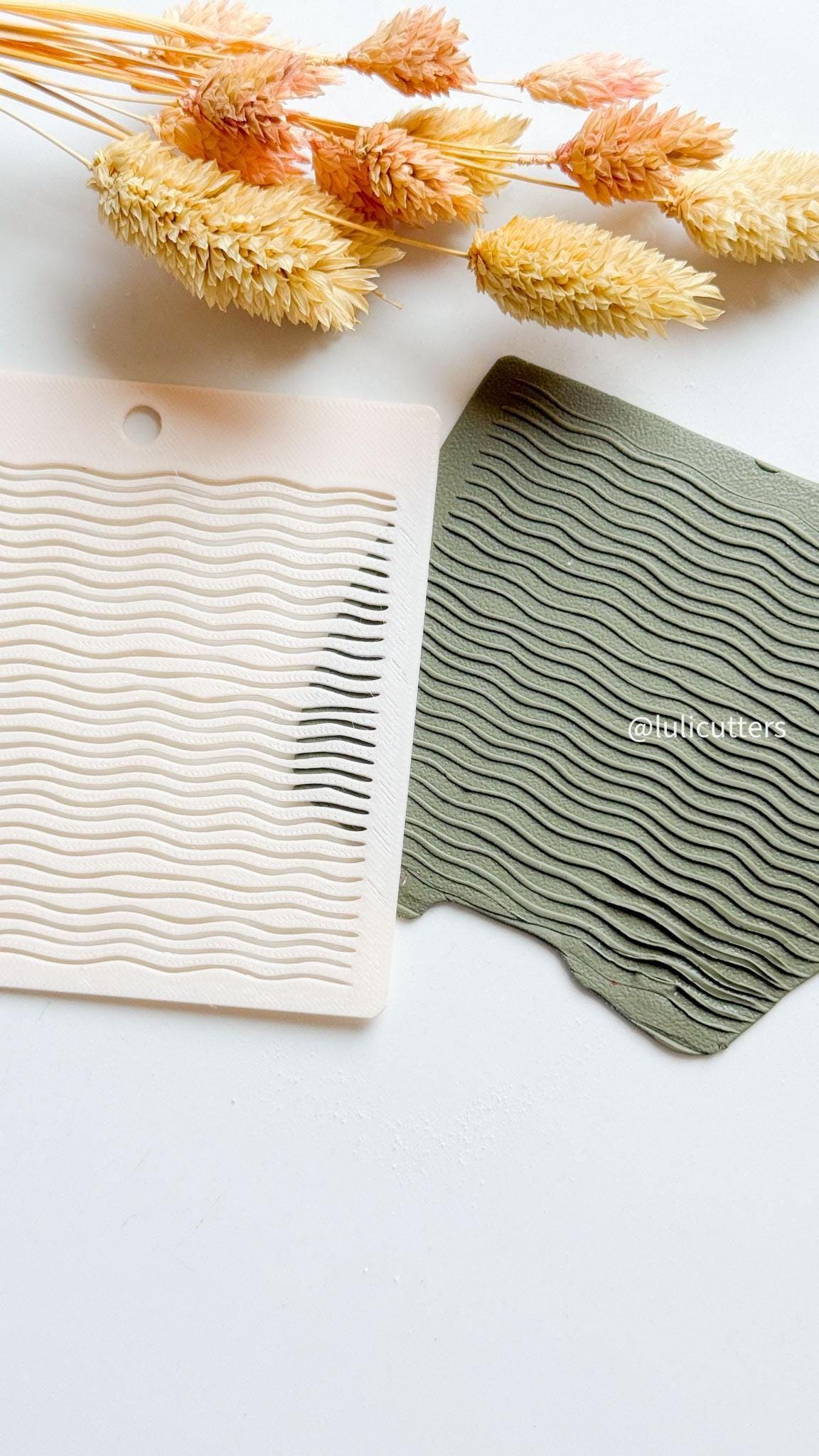 Wavy Stripe Polymer Clay Stencil: Flowing Line Texture Template