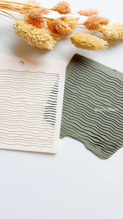 Wavy Stripe Polymer Clay Stencil: Flowing Line Texture Template