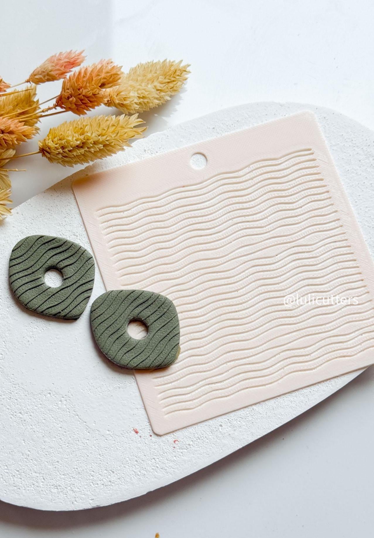 Wavy Stripe Polymer Clay Stencil: Flowing Line Texture Template