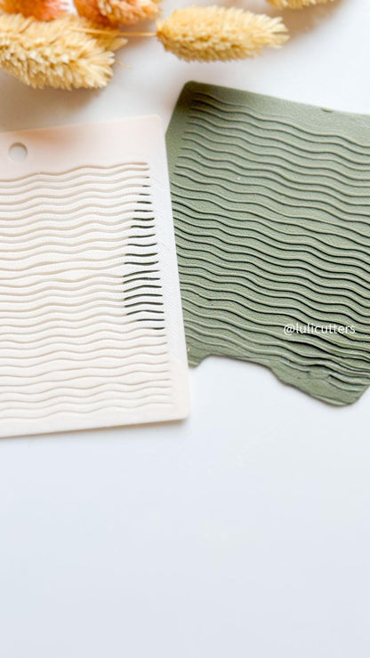 Wavy Stripe Polymer Clay Stencil: Flowing Line Texture Template