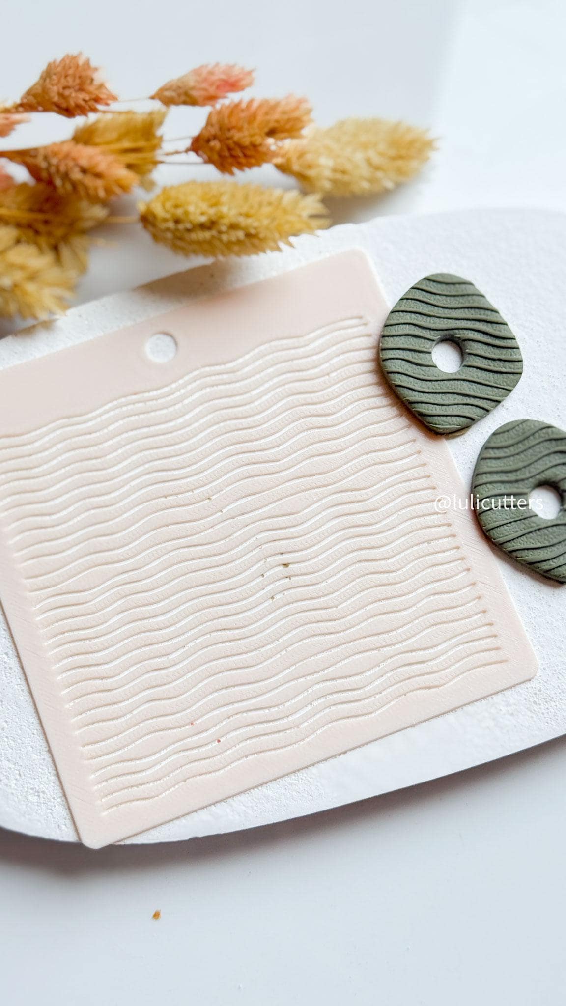 Wavy Stripe Polymer Clay Stencil: Flowing Line Texture Template