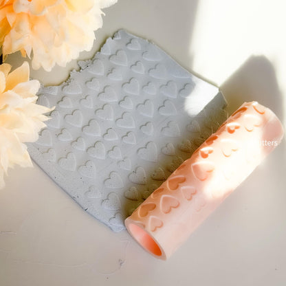 Mini Hearts Texture Roller for Polymer Clay Embossed Pattern Rolling Pin