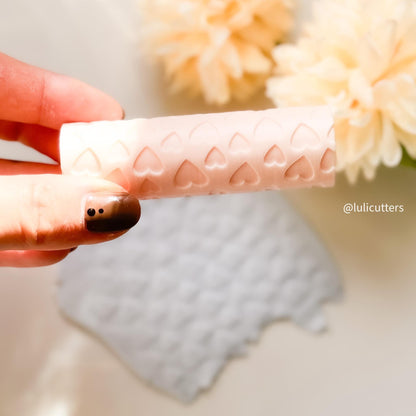 Mini Hearts Texture Roller for Polymer Clay Embossed Pattern Rolling Pin