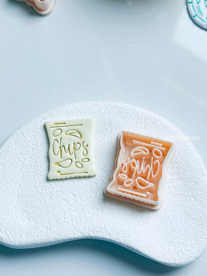 Chip Bag Clay Earring Cutter - Fun Snack Themed Design with Imprint Details
