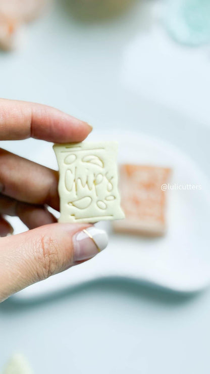 Chip Bag Clay Earring Cutter - Fun Snack Themed Design with Imprint Details