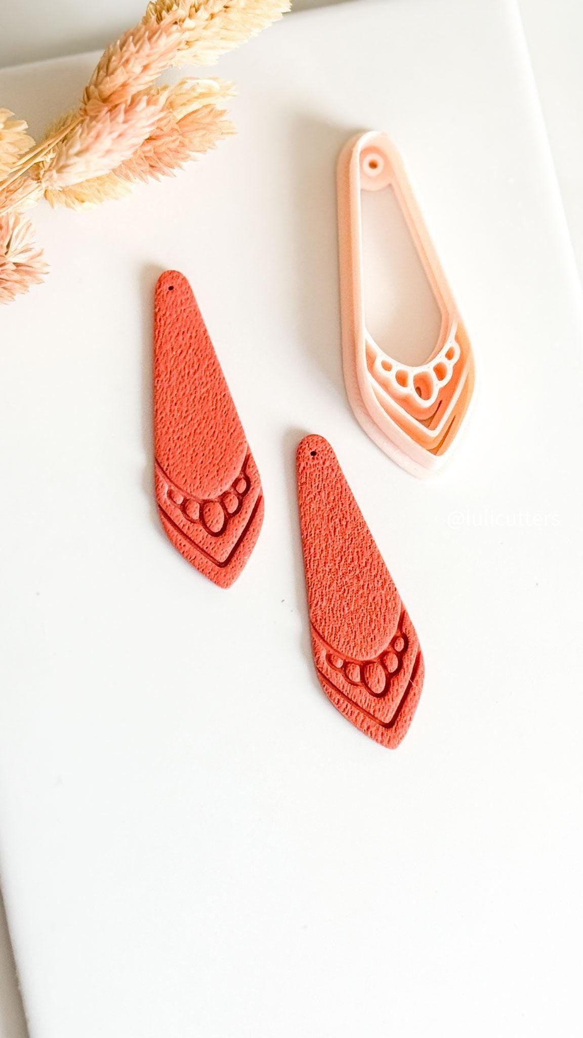 Drop Clay Earring Cutter Layered Chevron Boho Design
