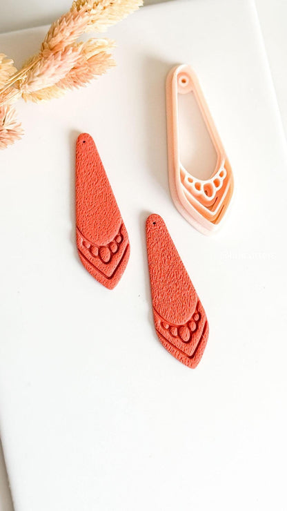 Drop Clay Earring Cutter Layered Chevron Boho Design