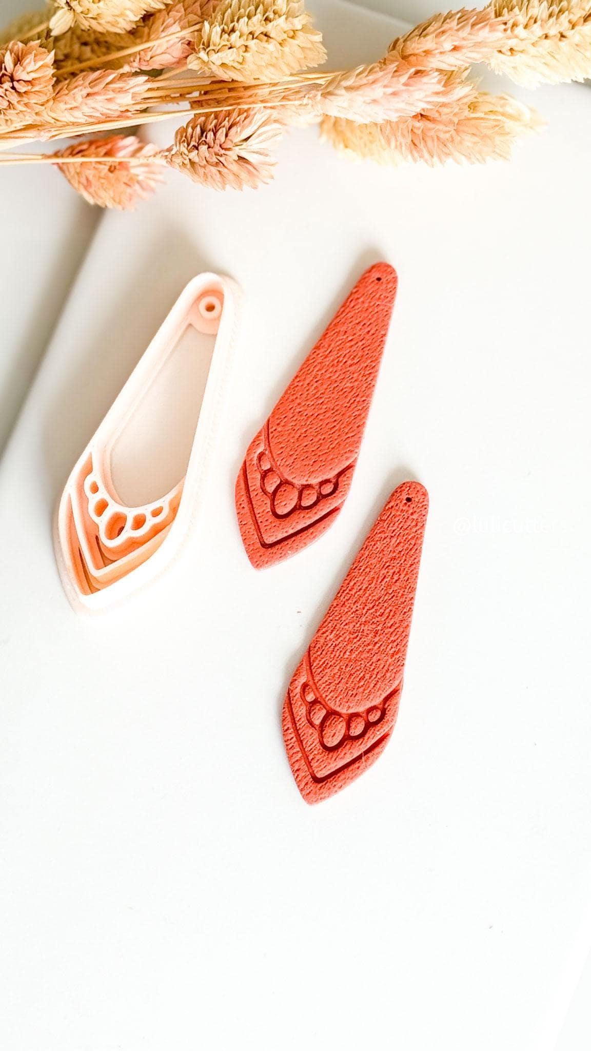 Drop Clay Earring Cutter Layered Chevron Boho Design