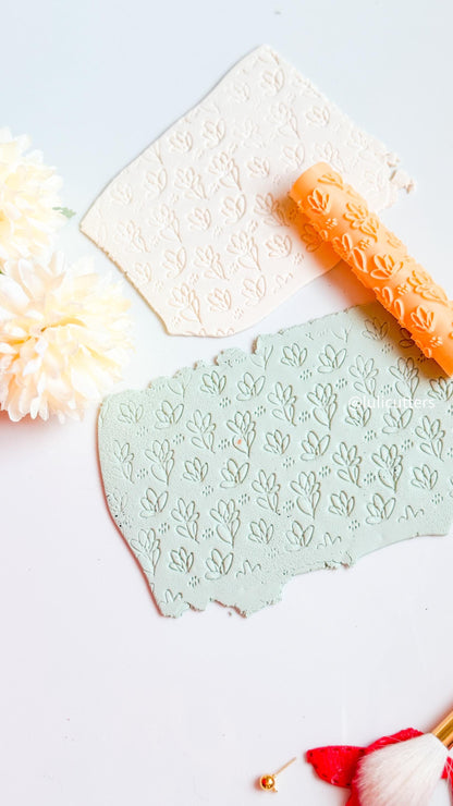 Floral Texture Roller: Embossed Flower Pattern Polymer Clay Tool