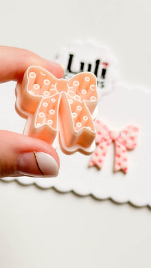 Polka Dot Bow Clay Cutter: 30mm Earring Charm with Raised Imprints