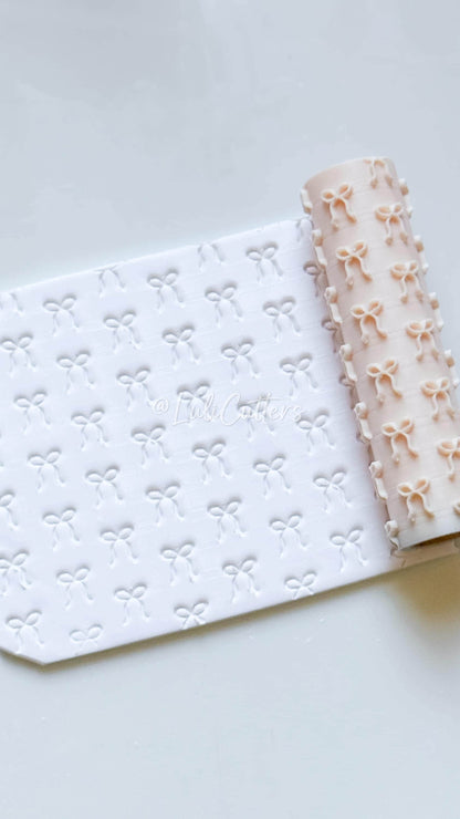 Mini Coquette Bow Texture Roller Embossing Tool for Polymer Clay Crafts
