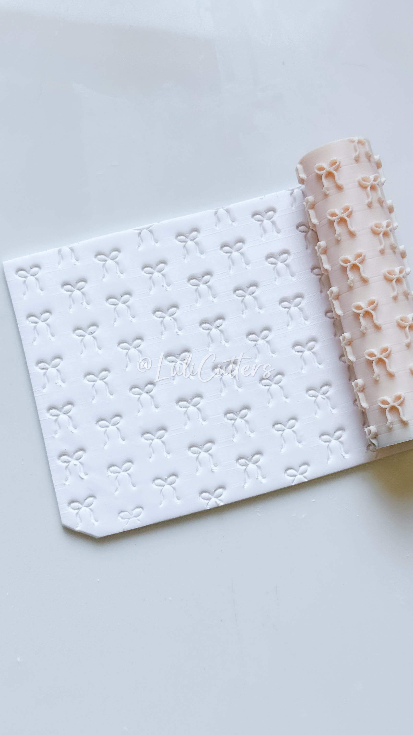 Mini Coquette Bow Texture Roller Embossing Tool for Polymer Clay Crafts