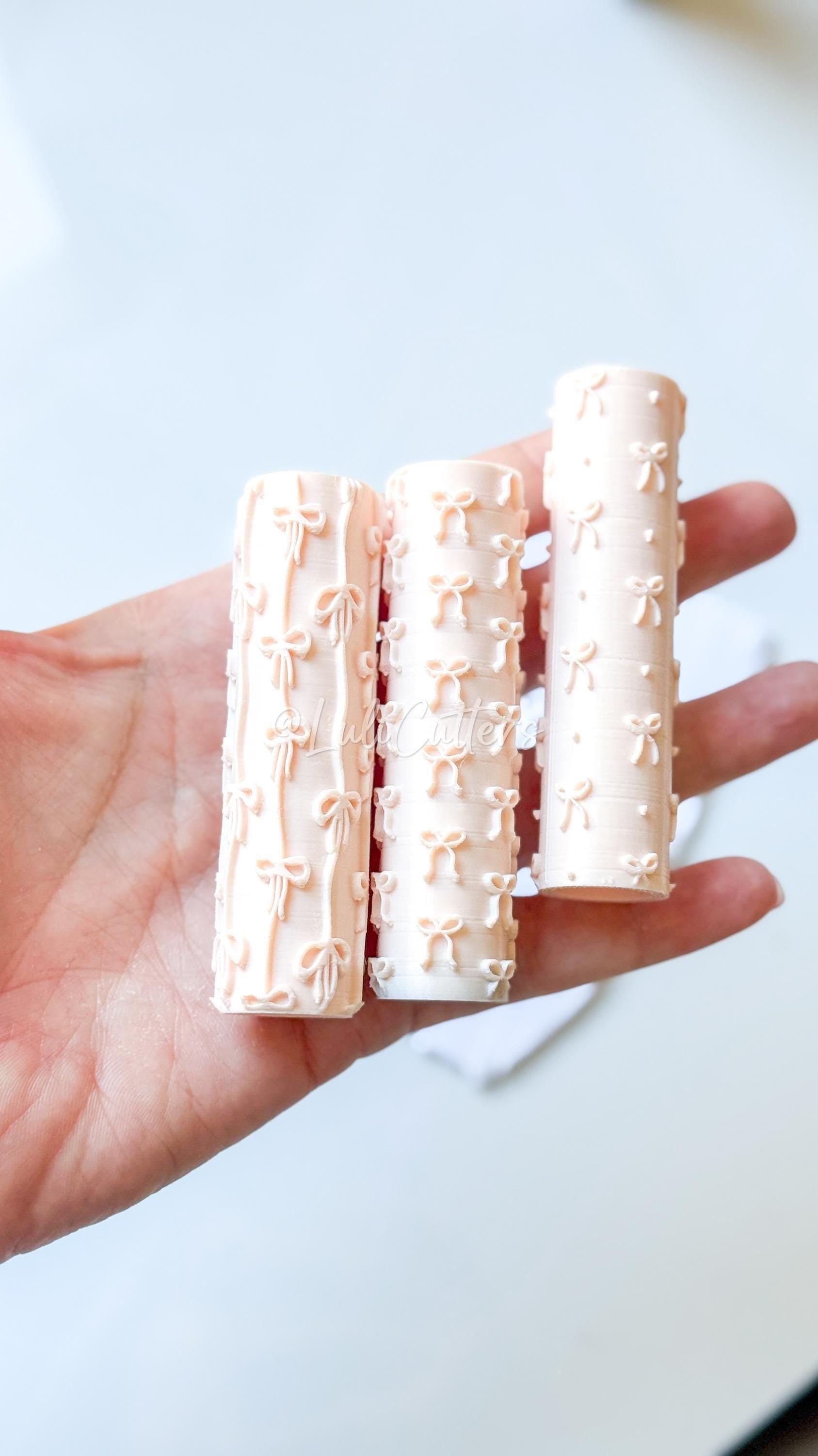 Mini Coquette Bow Texture Roller Embossing Tool for Polymer Clay Crafts