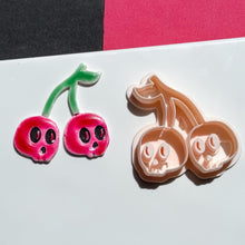 Cherry Skull Clay Cutter 45 mm Halloween Earring Cutter with Double Skulls & Stem Detail