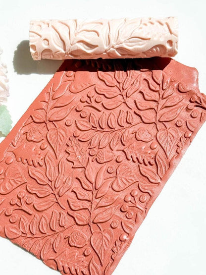 Autumn Floral Texture Roller: Polymer Clay Embossing Tool