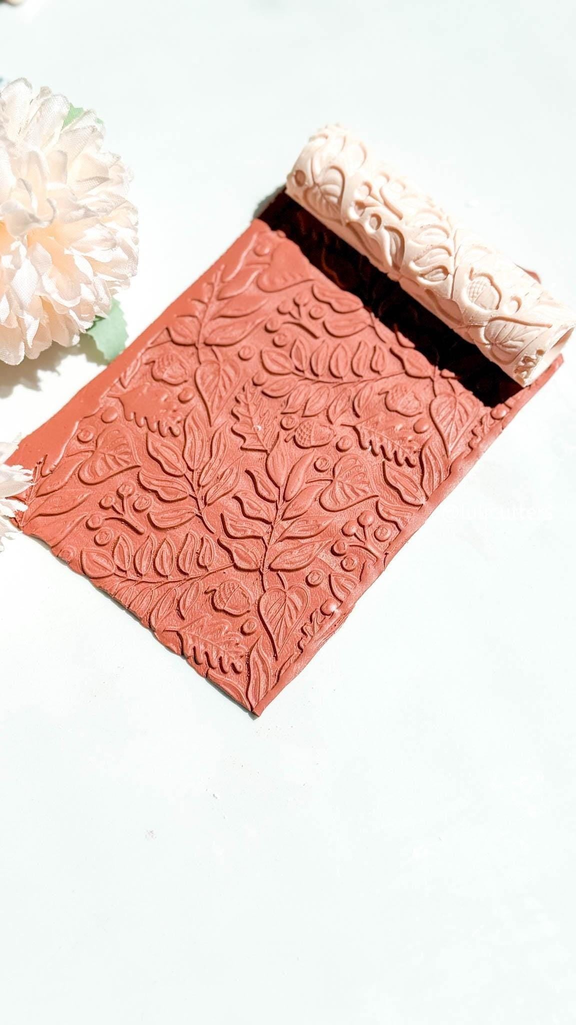Autumn Floral Texture Roller: Polymer Clay Embossing Tool