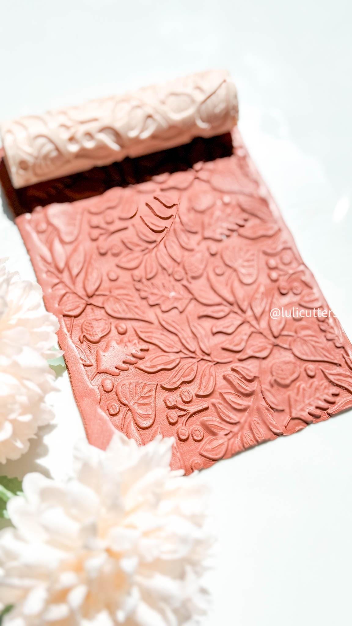 Autumn Floral Texture Roller: Polymer Clay Embossing Tool