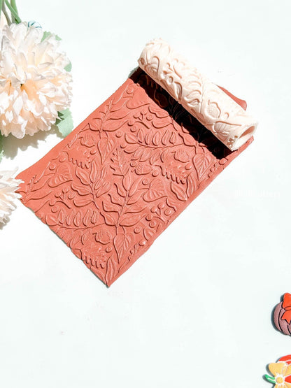Autumn Floral Texture Roller: Polymer Clay Embossing Tool