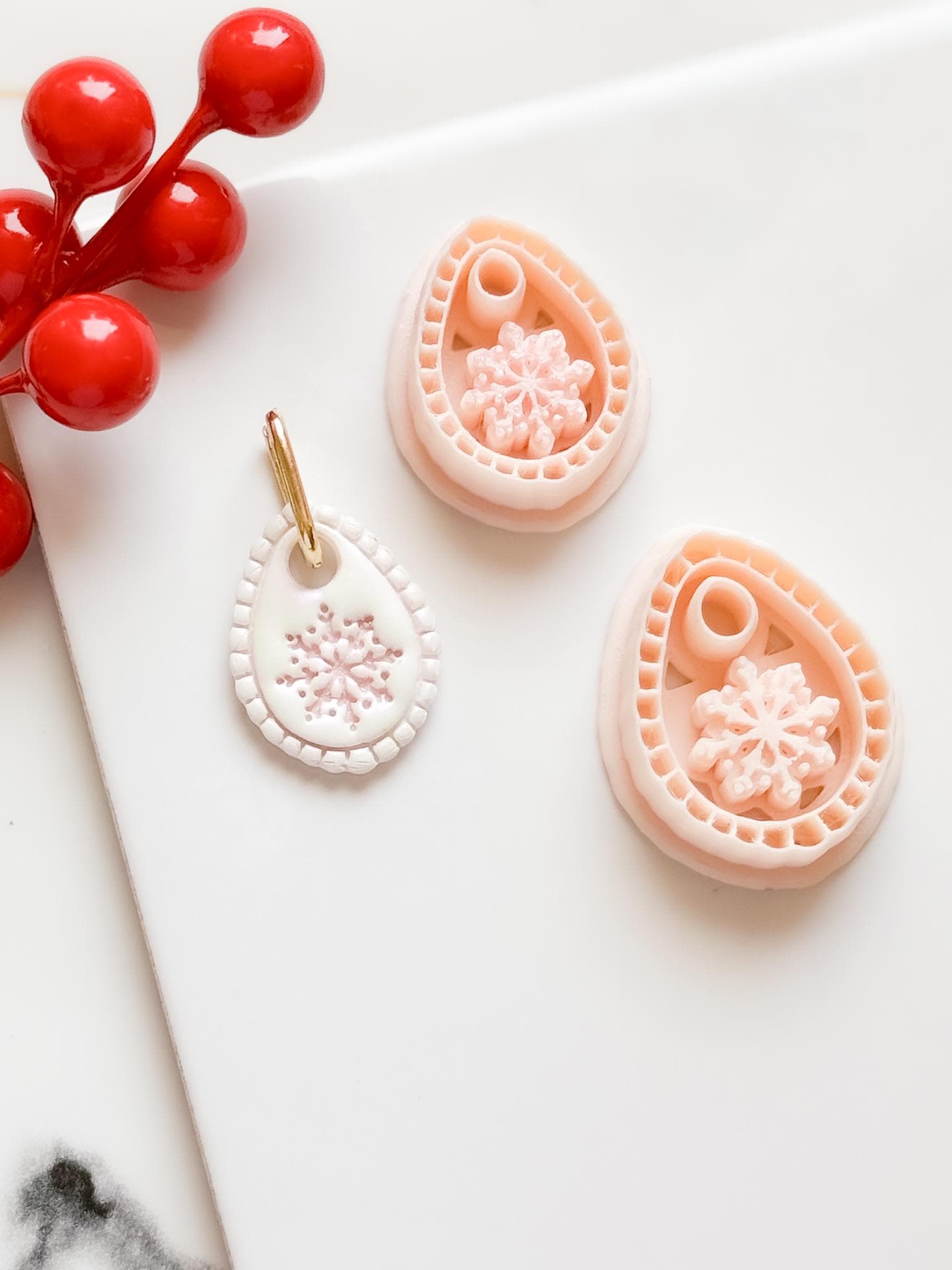 Winter Fairy Snowflake Teardrop Polymer Clay Cutter Set Earring Jewelry Design