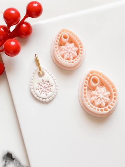 Winter Fairy Snowflake Teardrop Polymer Clay Cutter Set Earring Jewelry Design