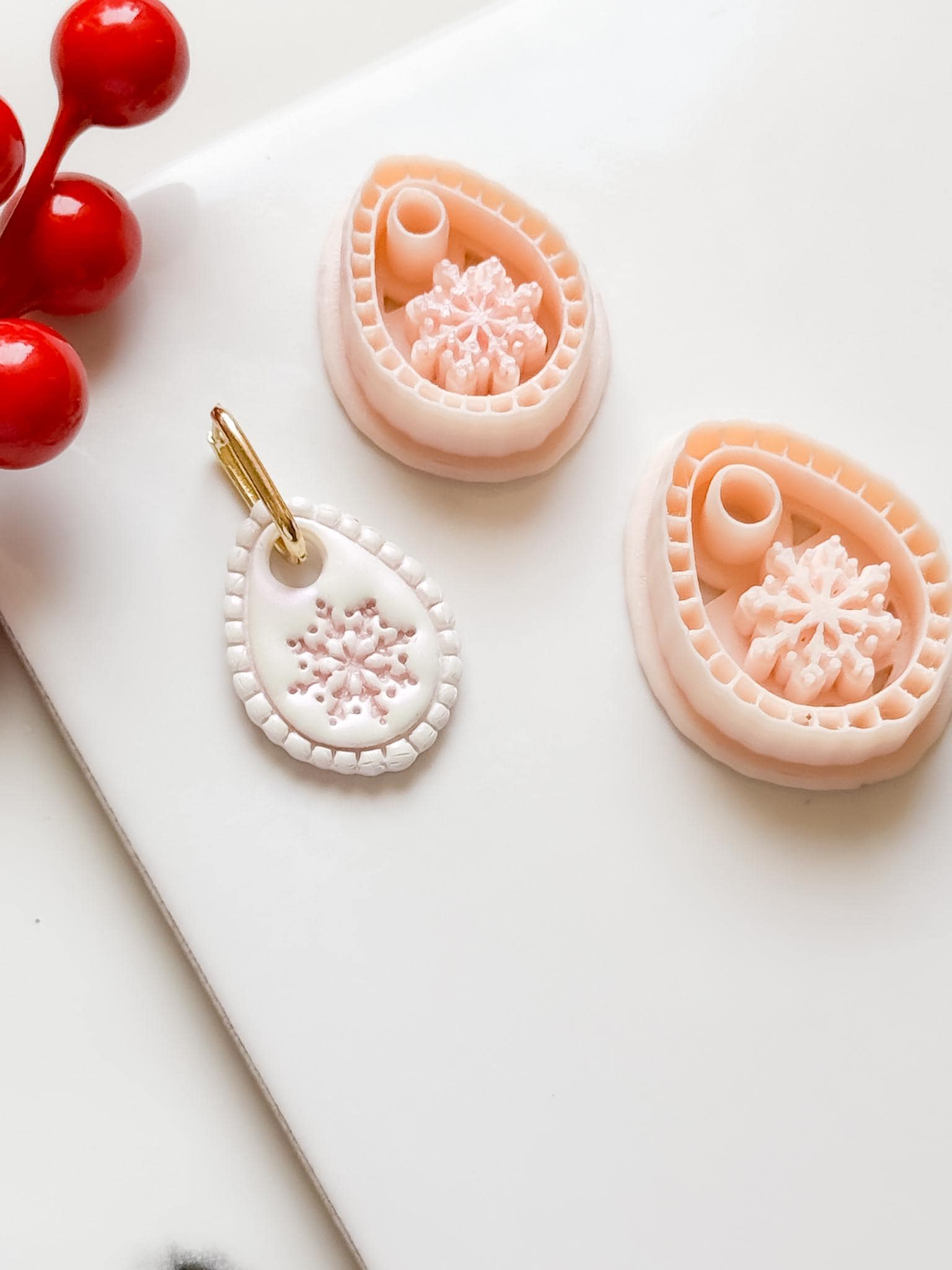 Winter Fairy Snowflake Teardrop Polymer Clay Cutter Set Earring Jewelry Design