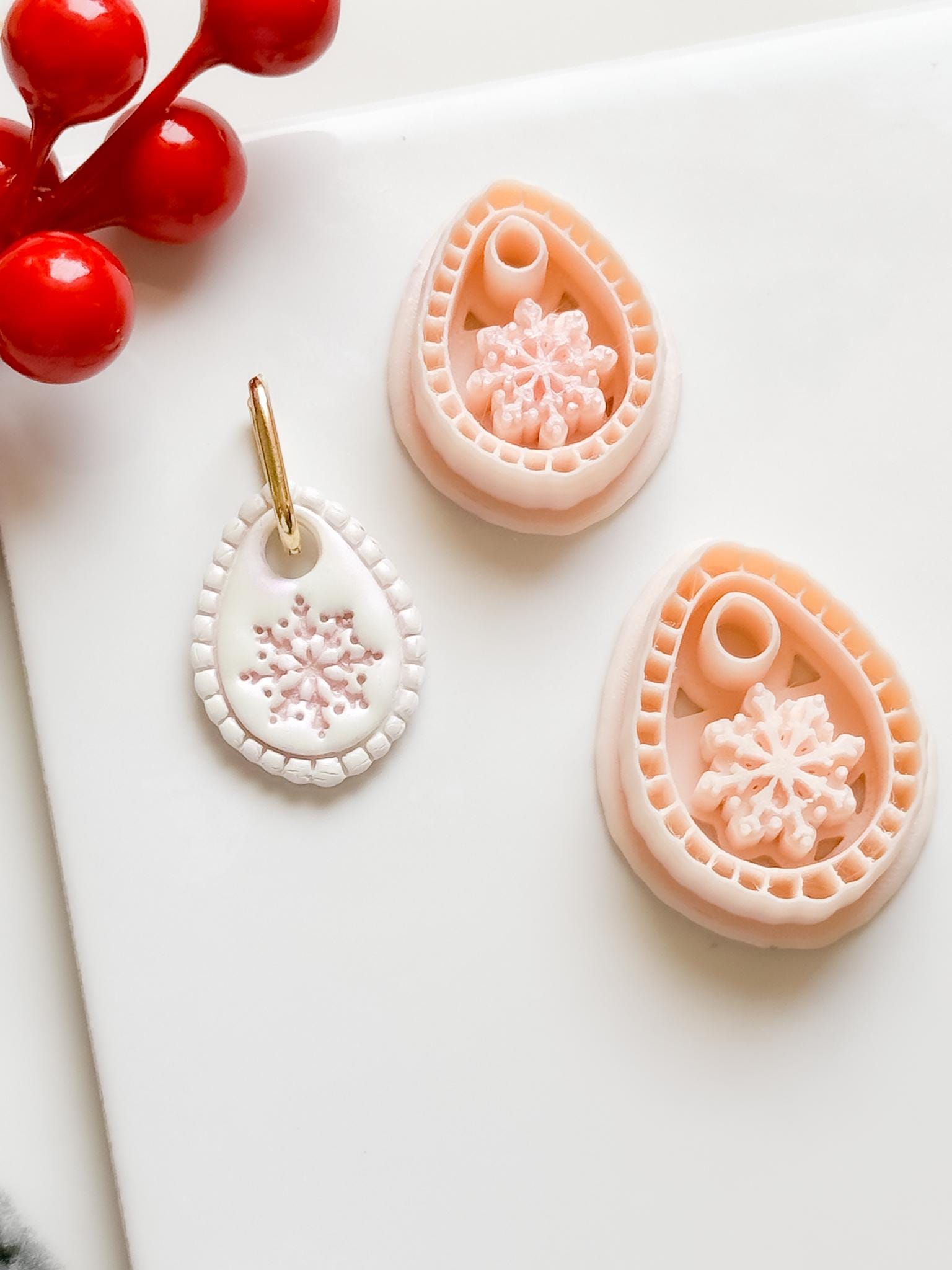 Winter Fairy Snowflake Teardrop Polymer Clay Cutter Set Earring Jewelry Design