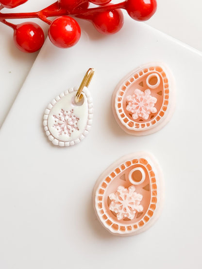 Winter Fairy Snowflake Teardrop Polymer Clay Cutter Set Earring Jewelry Design