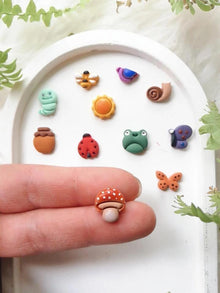 Spring Clay Cutter Set: 12mm Bee, Flower, Mushroom - Polymer Clay Earring Tools