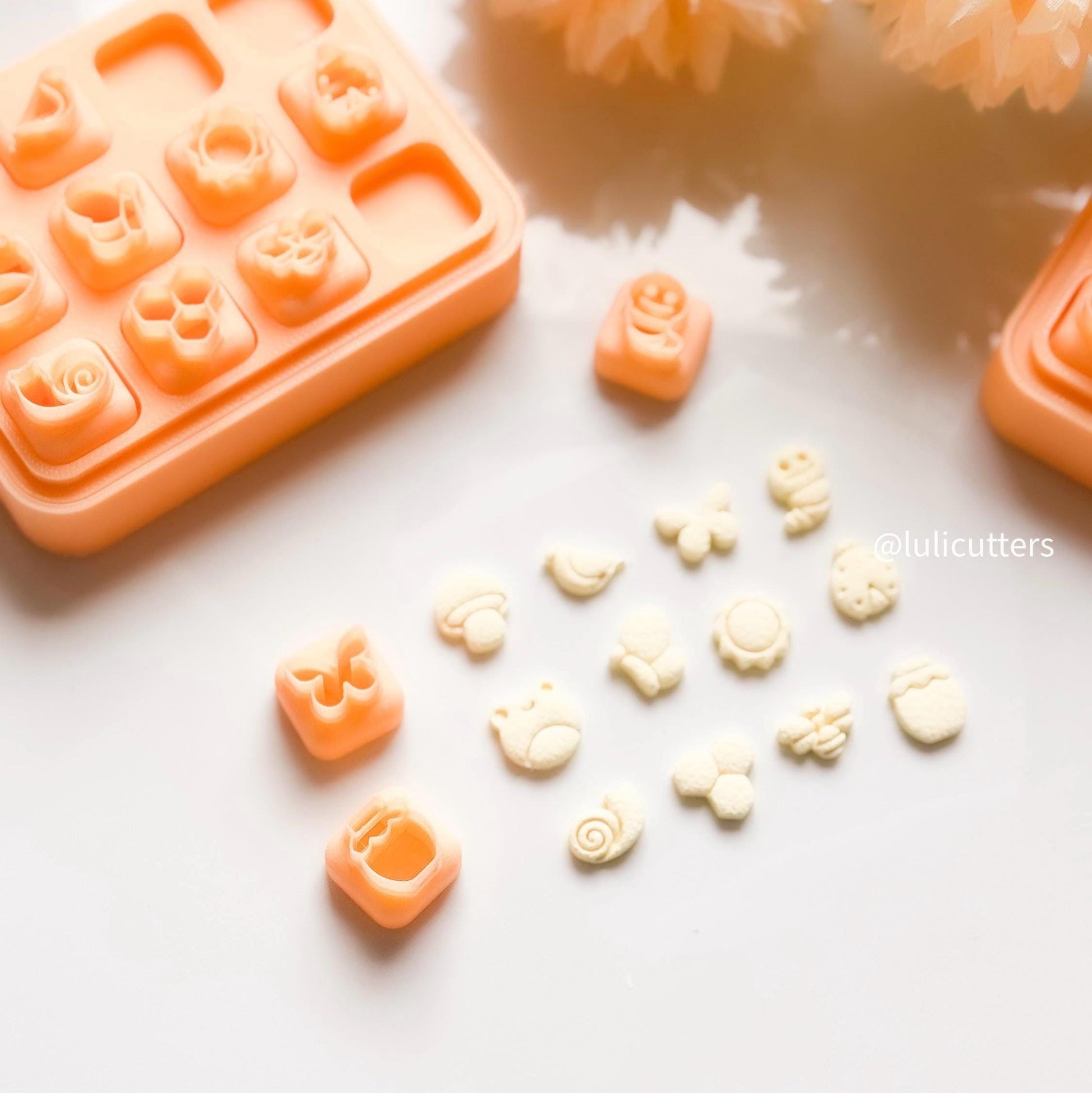 Spring Clay Cutter Set: 12mm Bee, Flower, Mushroom - Polymer Clay Earring Tools