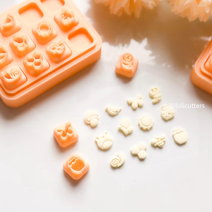 Spring Clay Cutter Set: 12mm Bee, Flower, Mushroom - Polymer Clay Earring Tools