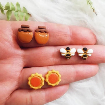 Spring Clay Cutter Set: 12mm Bee, Flower, Mushroom - Polymer Clay Earring Tools