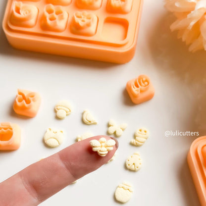 Spring Clay Cutter Set: 12mm Bee, Flower, Mushroom - Polymer Clay Earring Tools