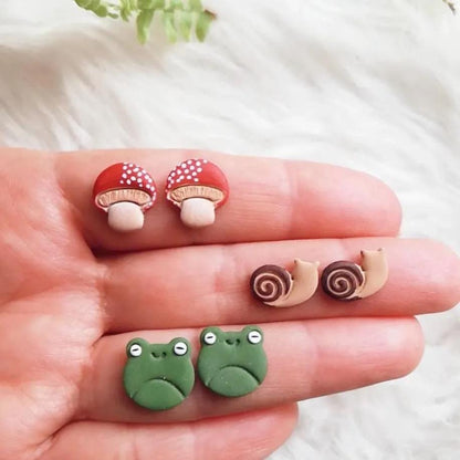 Spring Clay Cutter Set: 12mm Bee, Flower, Mushroom - Polymer Clay Earring Tools
