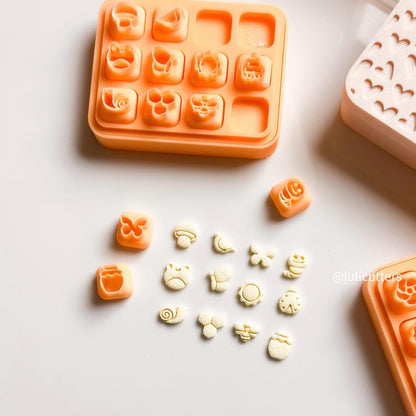 Spring Clay Cutter Set: 12mm Bee, Flower, Mushroom - Polymer Clay Earring Tools