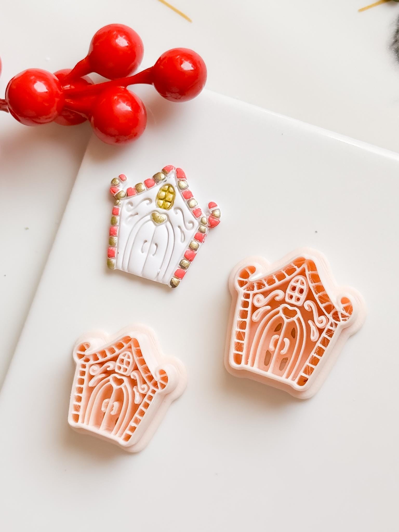Winter Fairy Gingerbread House Polymer Clay Cutter Set Holiday Earrings & Jewelry