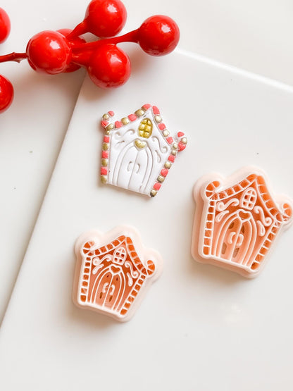 Winter Fairy Gingerbread House Polymer Clay Cutter Set Holiday Earrings & Jewelry