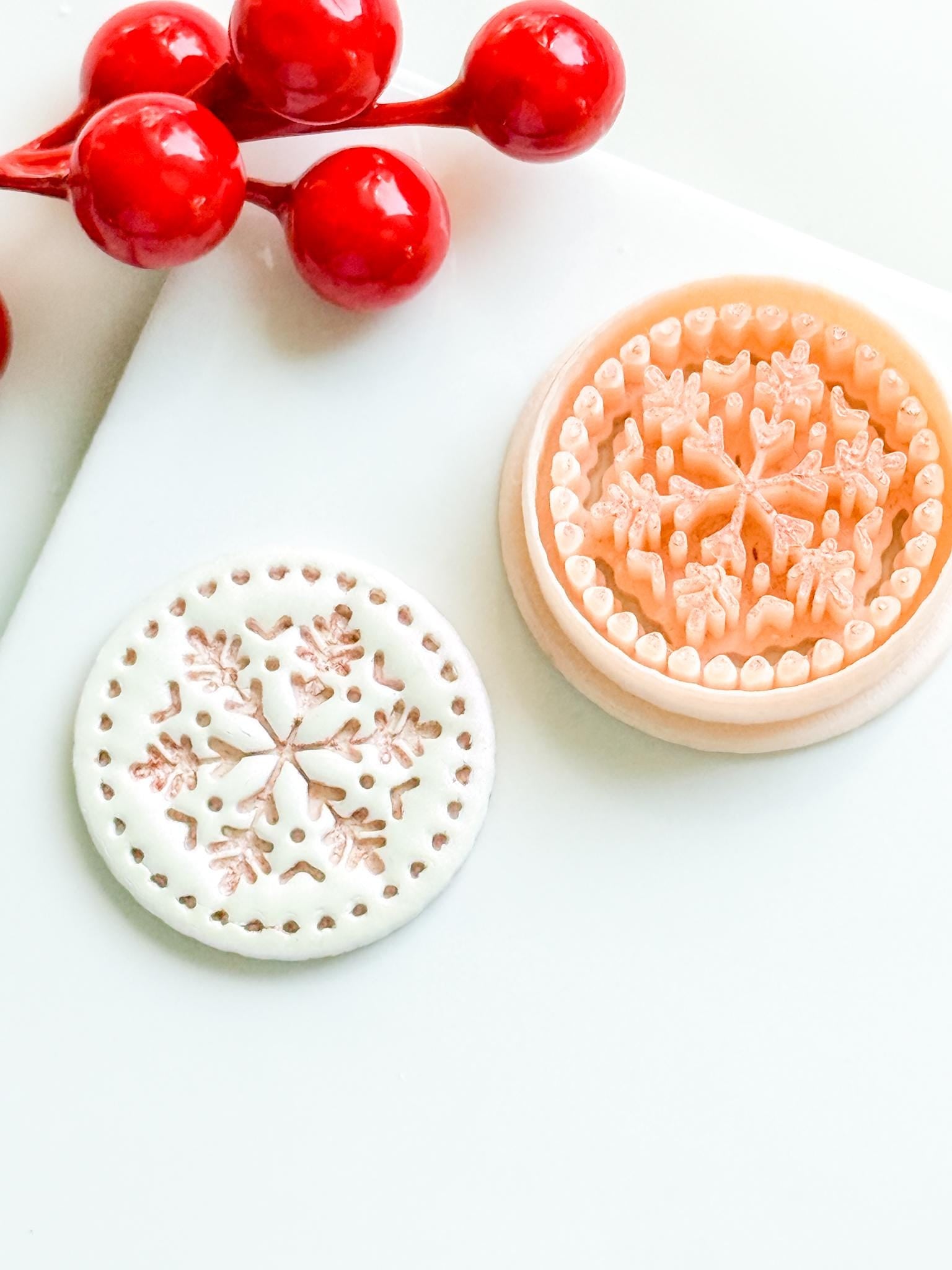 Winter Fairy Snowflake Circle Polymer Clay Cutter Set Holiday Earrings & Jewelry