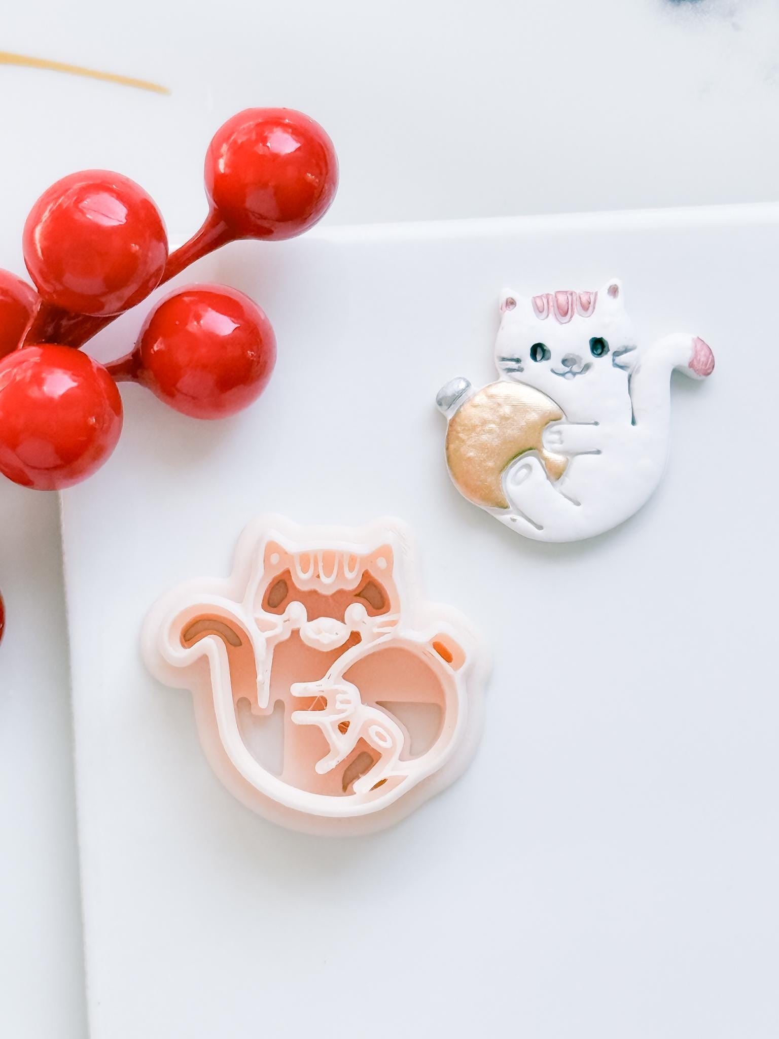 Winter Fairy Cat Ornament Polymer Clay Cutter Set Holiday Earrings & Jewelry