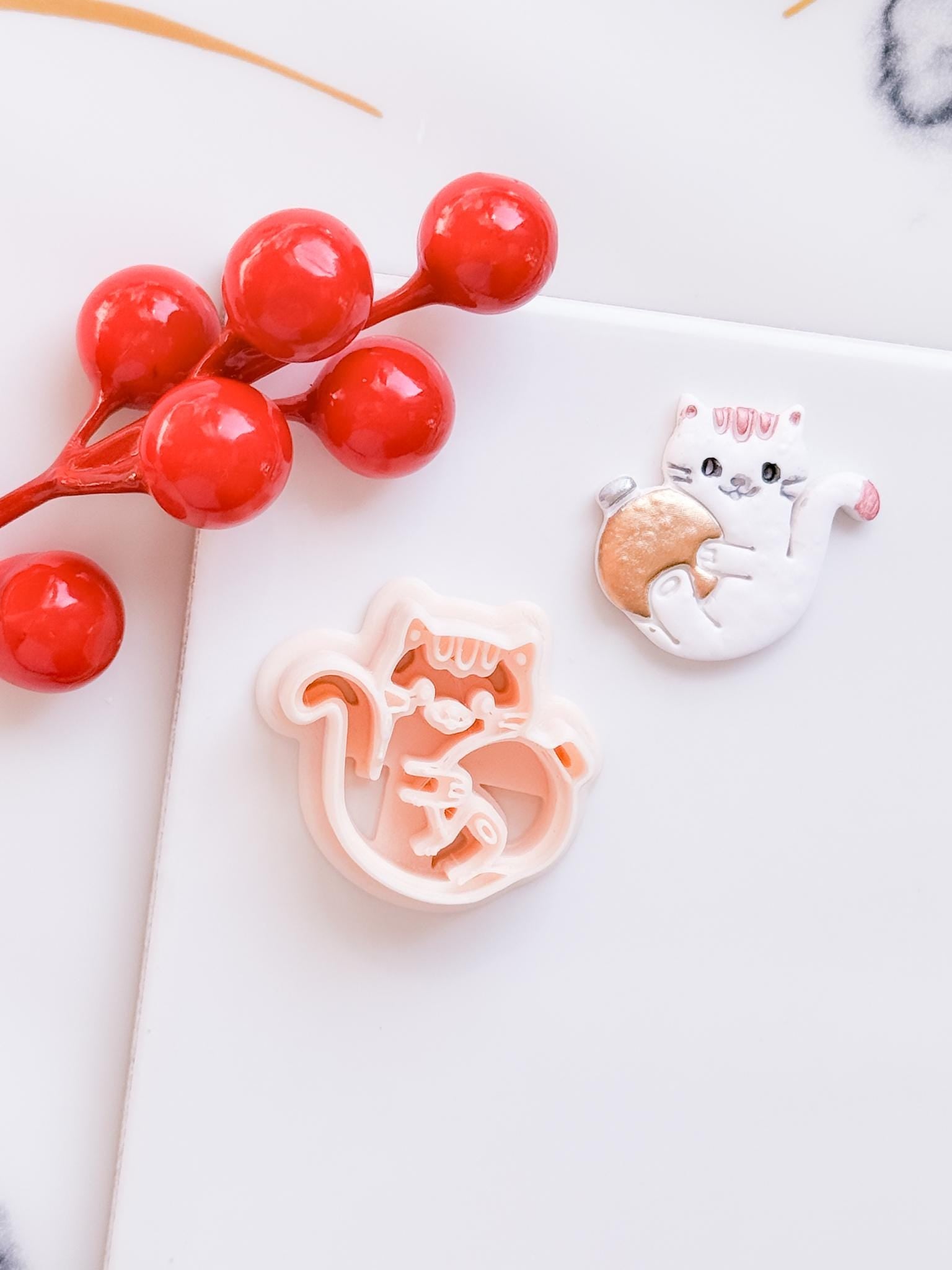 Winter Fairy Cat Ornament Polymer Clay Cutter Set Holiday Earrings & Jewelry