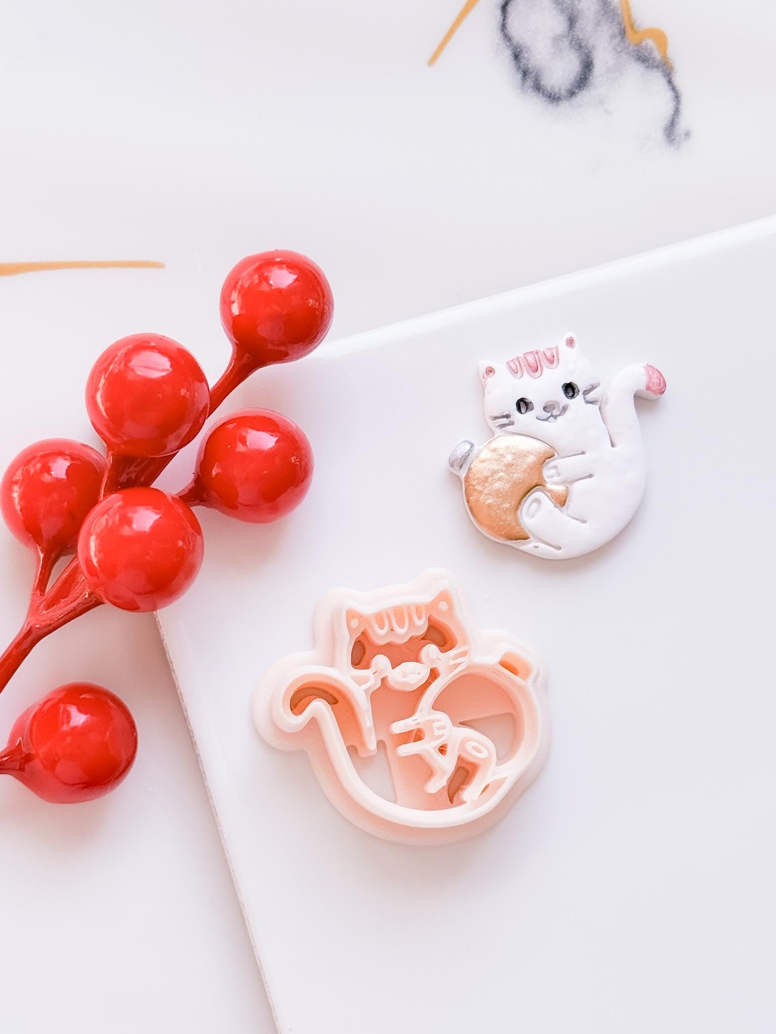 Winter Fairy Cat Ornament Polymer Clay Cutter Set Holiday Earrings & Jewelry