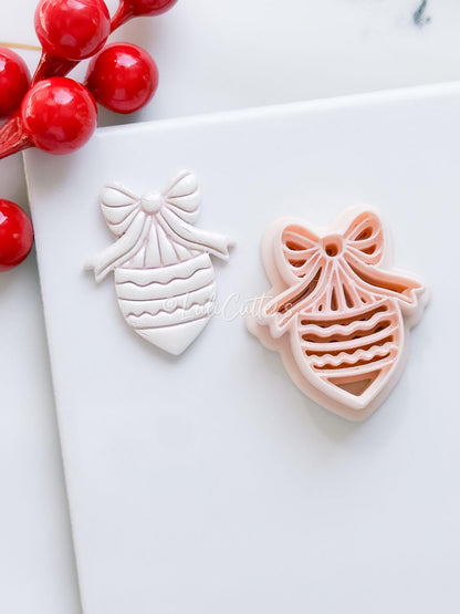 Winter Fairy Bow Ornament Polymer Clay Cutter Christmas Earrings and Decorations