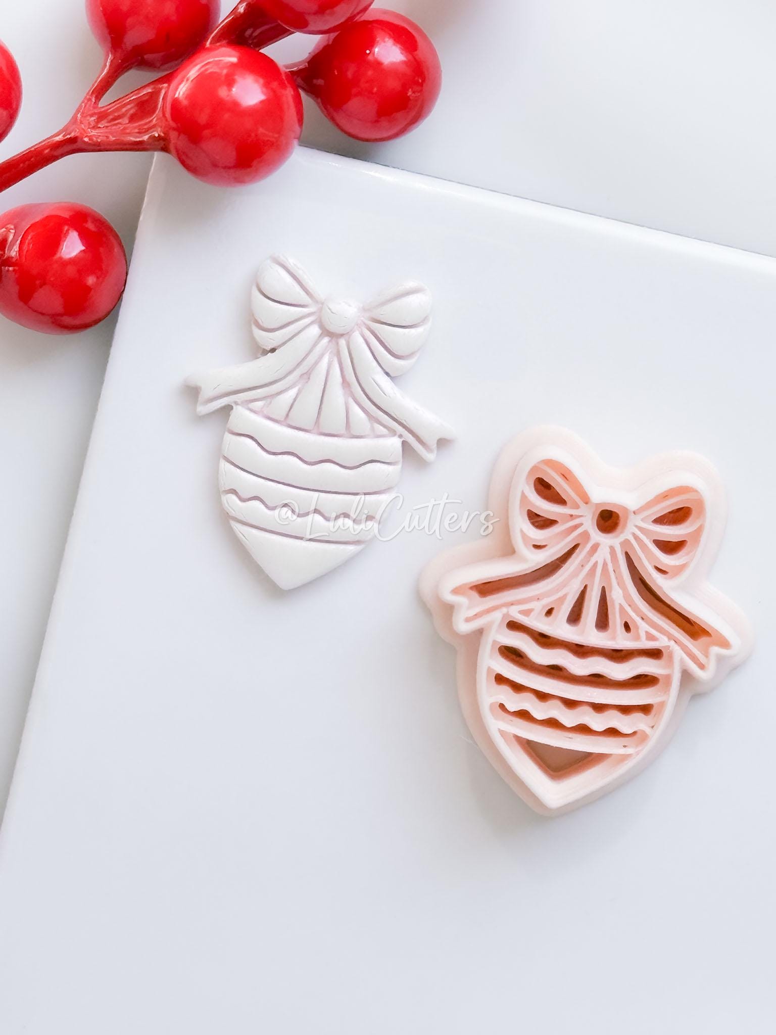 Winter Fairy Bow Ornament Polymer Clay Cutter Christmas Earrings and Decorations
