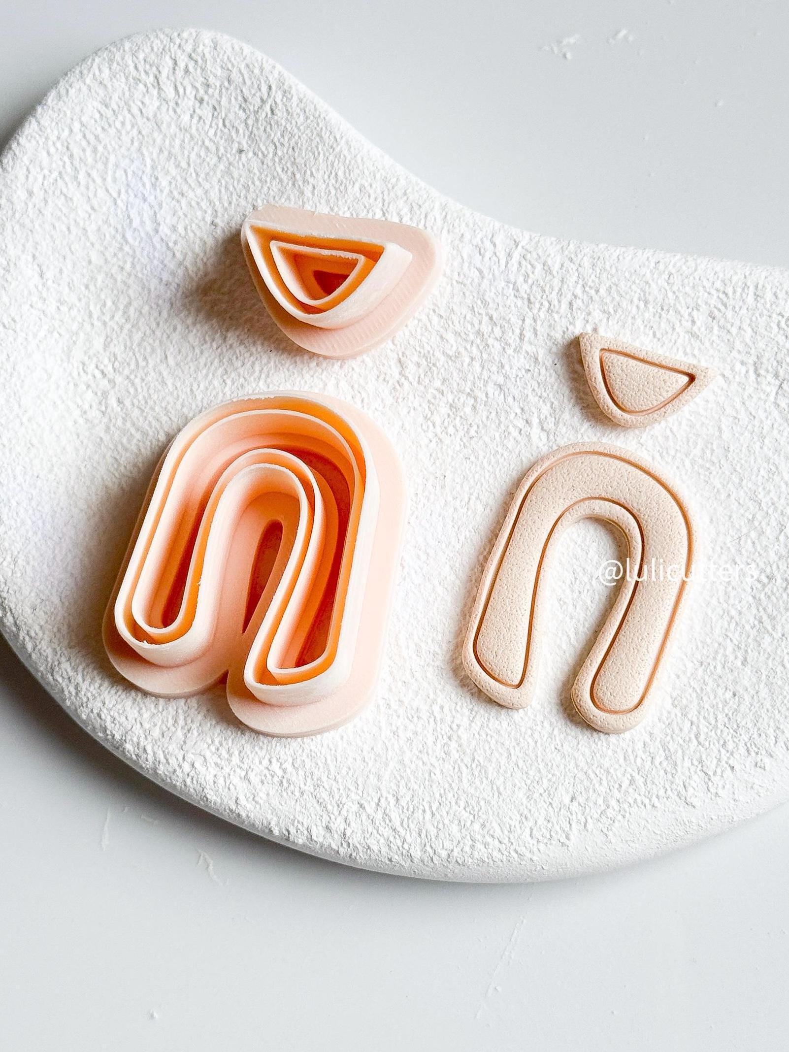 Retro Arch Clay Earring Cutter Set Includes Base U Shape + Matching Topper