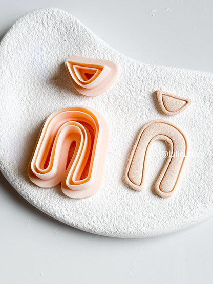 Retro Arch Clay Earring Cutter Set Includes Base U Shape + Matching Topper