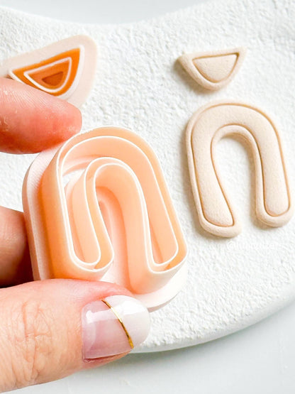 Retro Arch Clay Earring Cutter Set Includes Base U Shape + Matching Topper