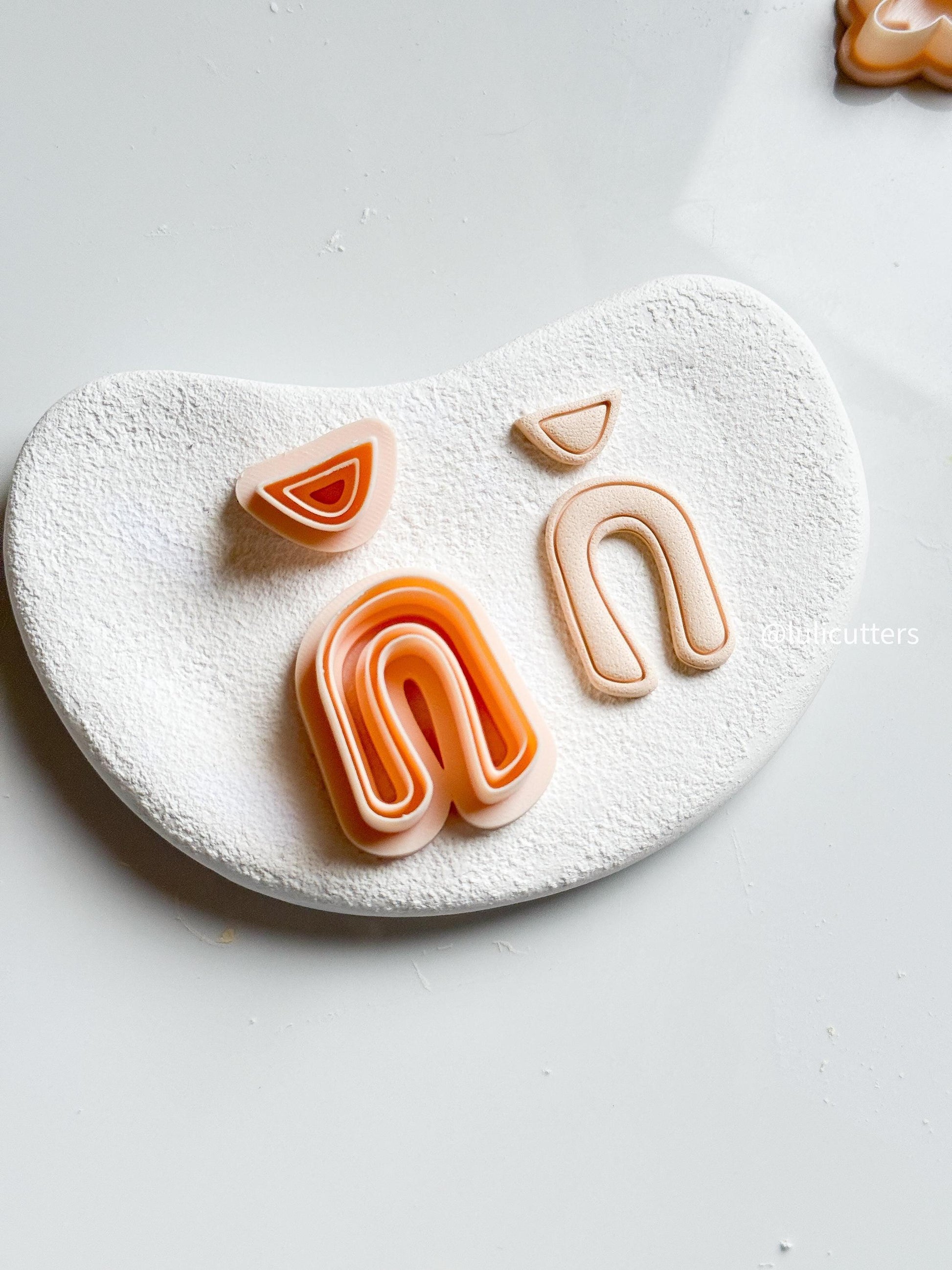 Retro Arch Clay Earring Cutter Set Includes Base U Shape + Matching Topper