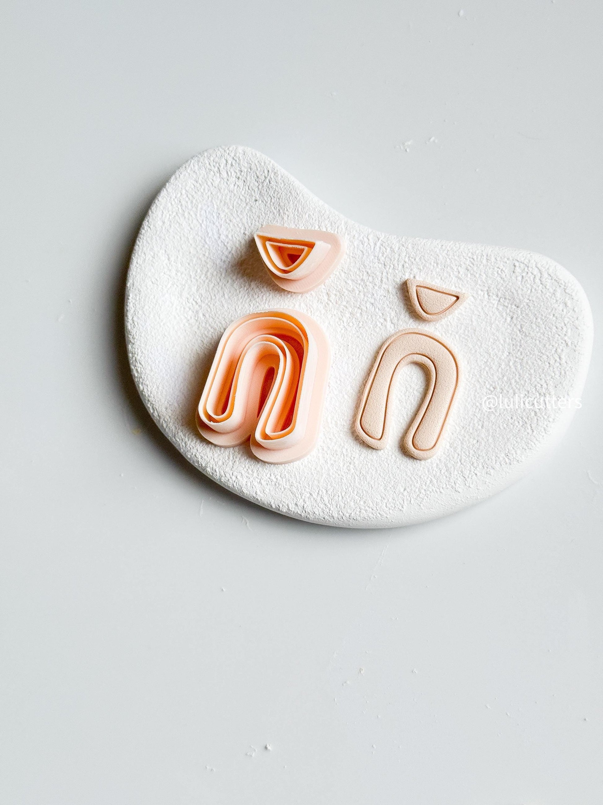 Retro Arch Clay Earring Cutter Set Includes Base U Shape + Matching Topper