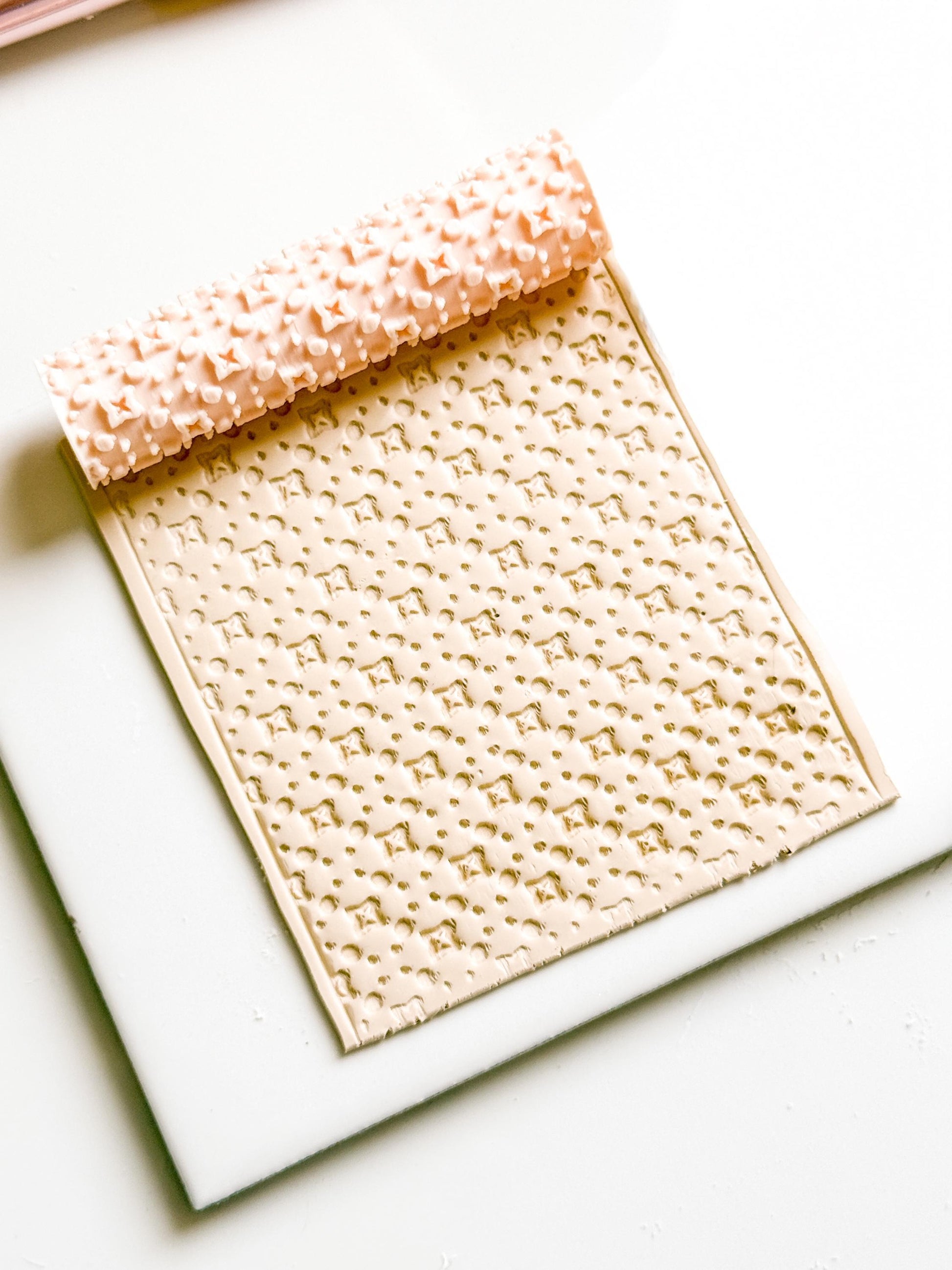 Stars and Dots Debosser Roller for Polymer Clay Geometric Texture Tool