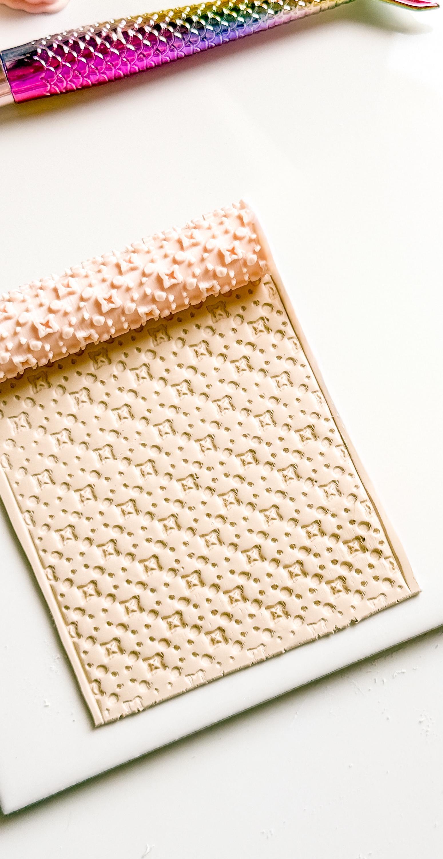 Stars and Dots Debosser Roller for Polymer Clay Geometric Texture Tool